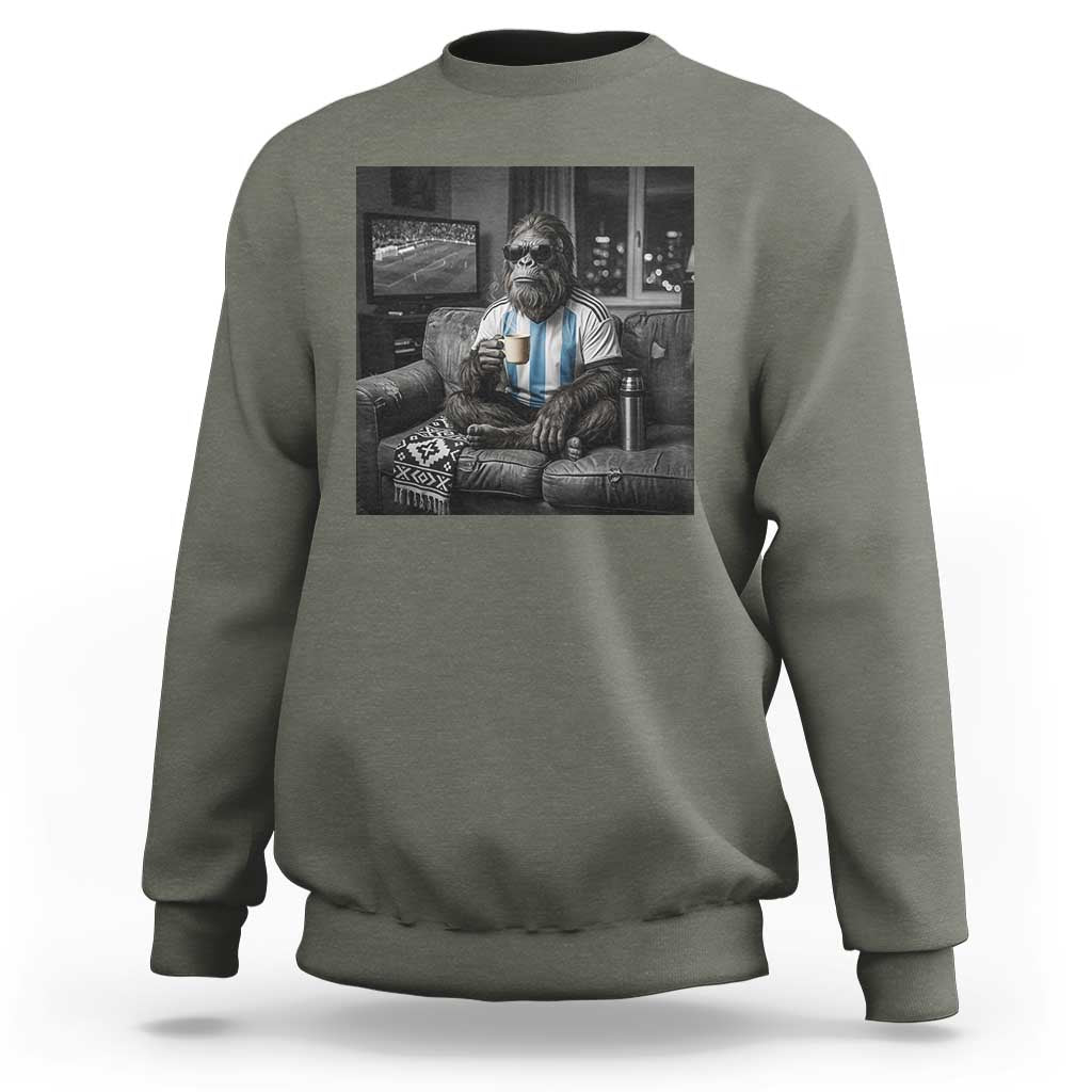 Funny Bigfoot Watching Soccer Sweatshirt Argentina Futbol Fan