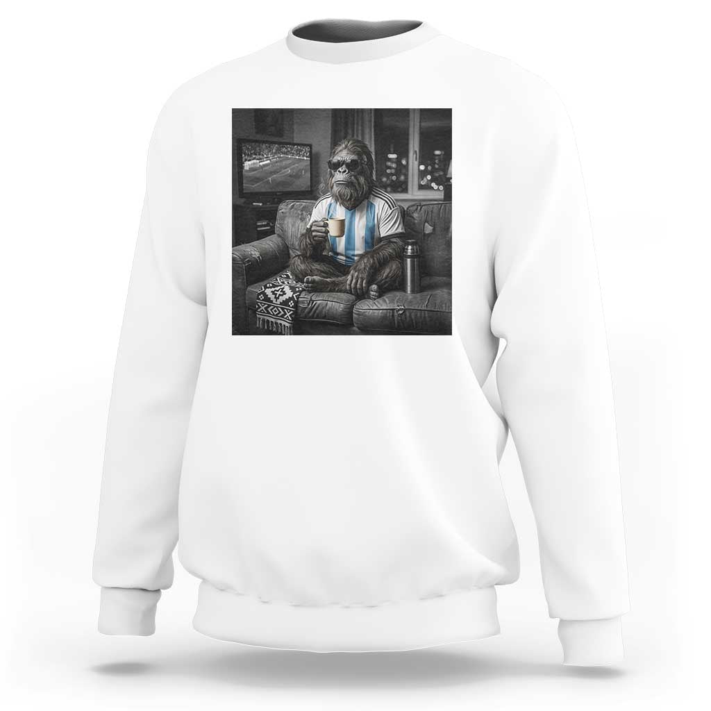 Funny Bigfoot Watching Soccer Sweatshirt Argentina Futbol Fan