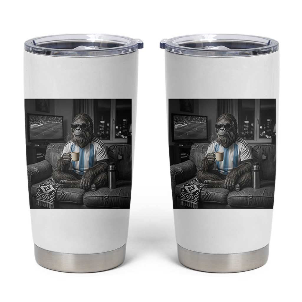 Funny Bigfoot Watching Soccer Tumbler Cup Argentina Futbol Fan