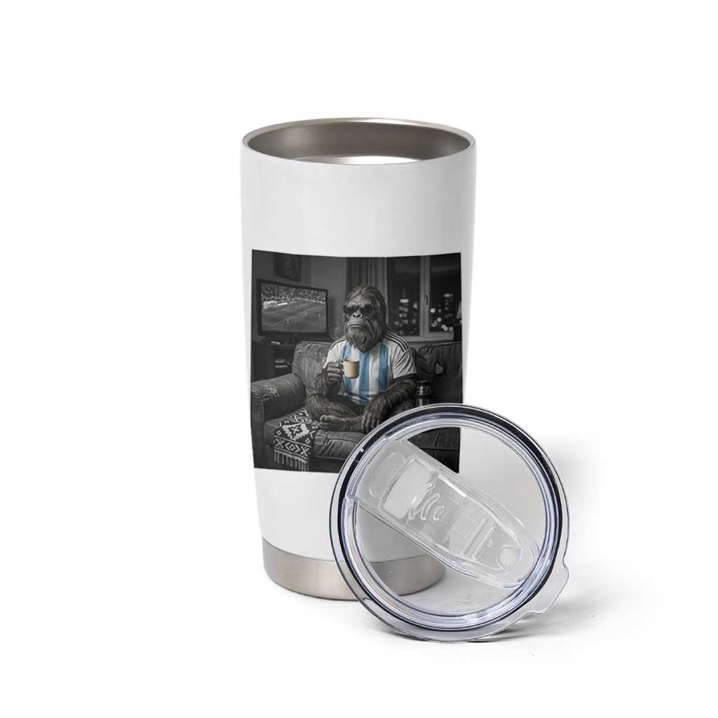 Funny Bigfoot Watching Soccer Tumbler Cup Argentina Futbol Fan