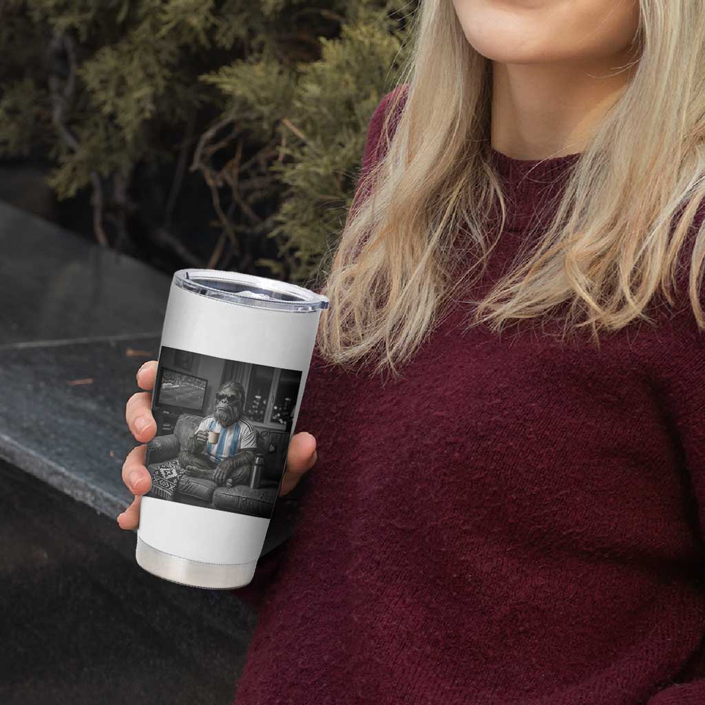 Funny Bigfoot Watching Soccer Tumbler Cup Argentina Futbol Fan