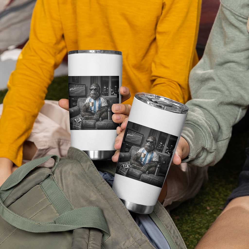 Funny Bigfoot Watching Soccer Tumbler Cup Argentina Futbol Fan