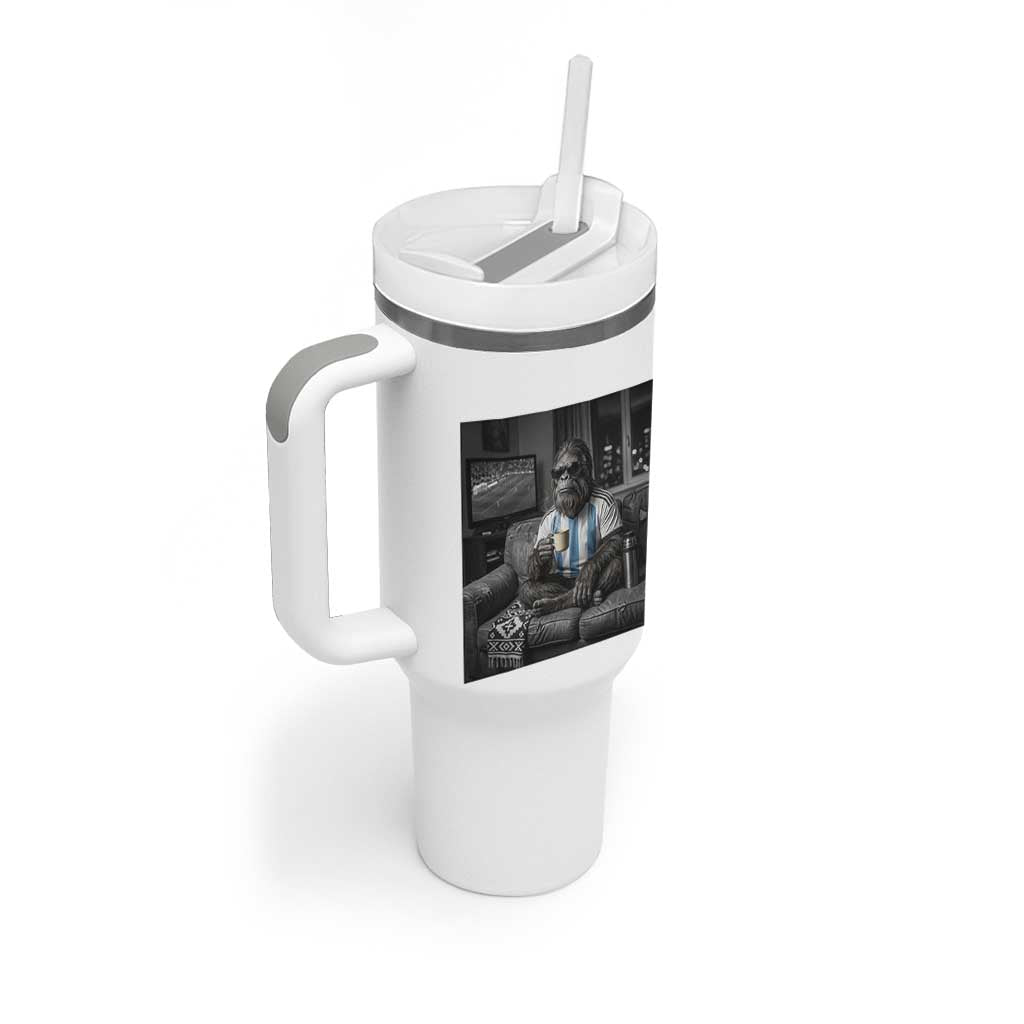 Funny Bigfoot Watching Soccer Tumbler With Handle Argentina Futbol Fan