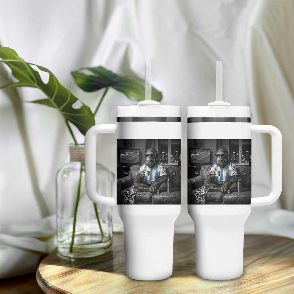 Funny Bigfoot Watching Soccer Tumbler With Handle Argentina Futbol Fan