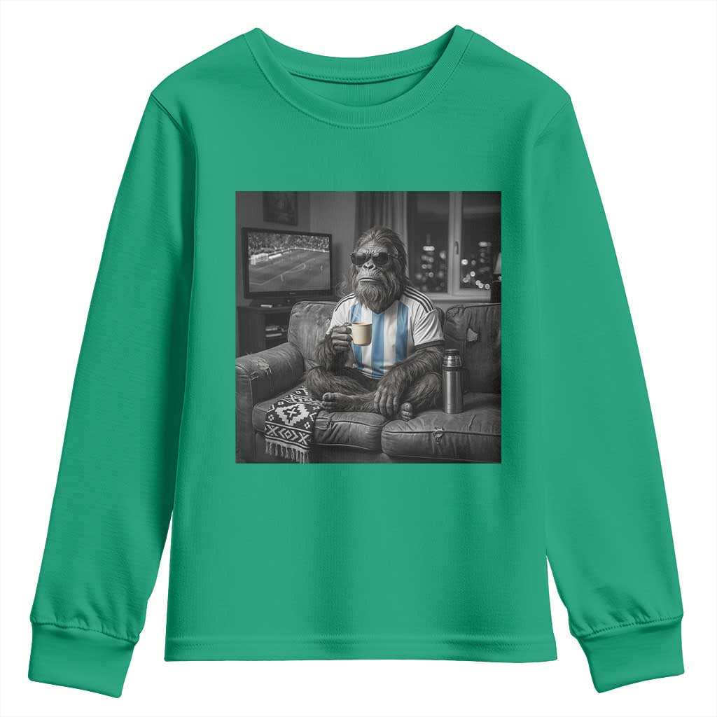 Funny Bigfoot Watching Soccer Youth Sweatshirt Argentina Futbol Fan