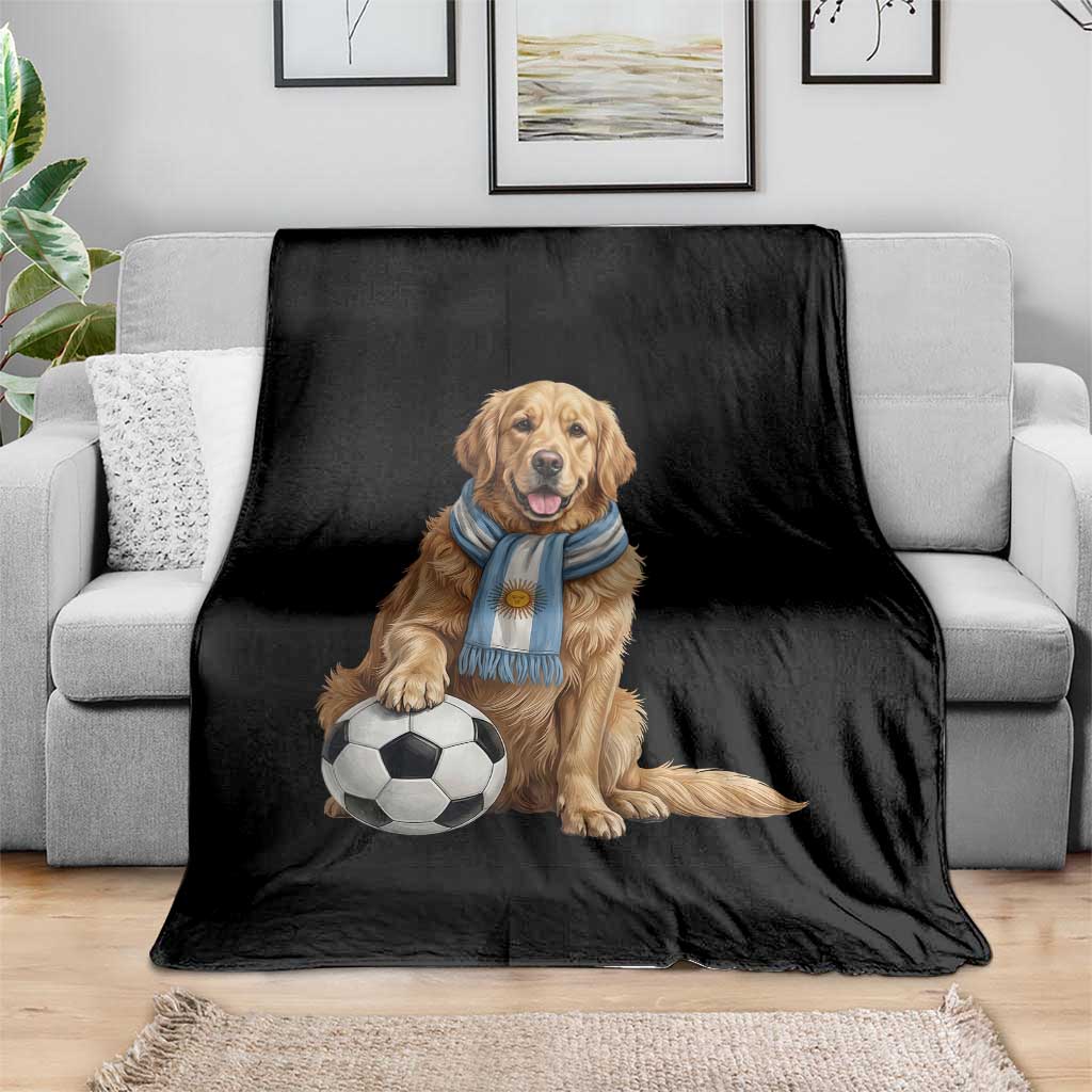 Golden Retriever Soccer Fan Throw Blanket Argentina Football Pride