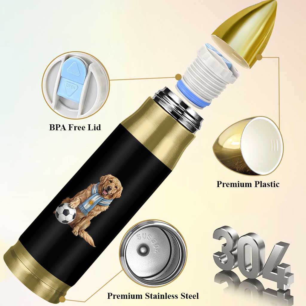 Golden Retriever Soccer Fan Bullet Tumbler Argentina Football Pride