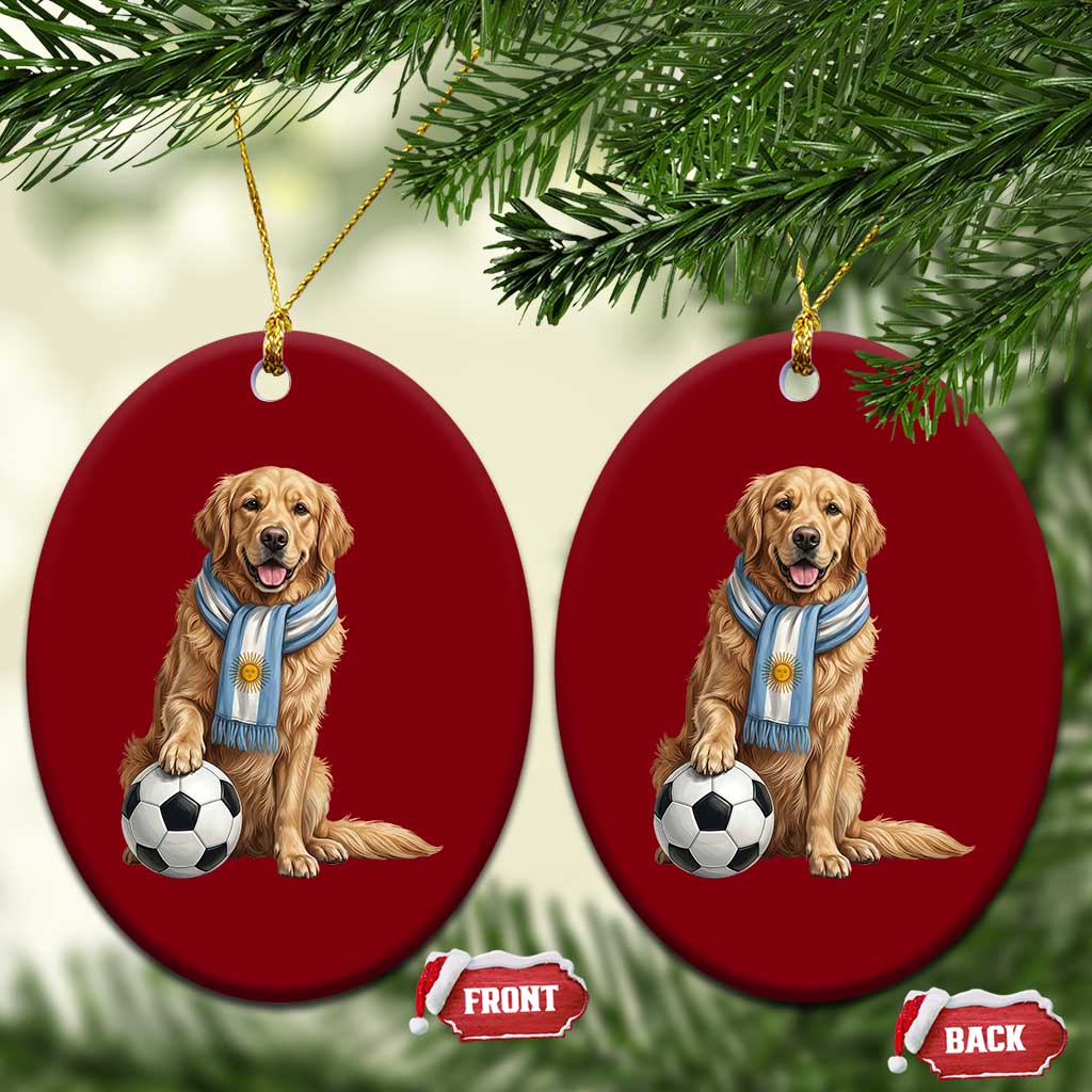 Golden Retriever Soccer Fan Ceramic Ornament Argentina Football Pride