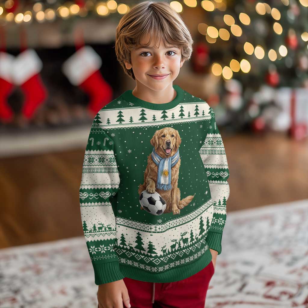 Golden Retriever Soccer Fan Ugly Christmas Sweater Argentina Football Pride