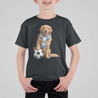Golden Retriever Soccer Fan T Shirt For Kid Argentina Football Pride
