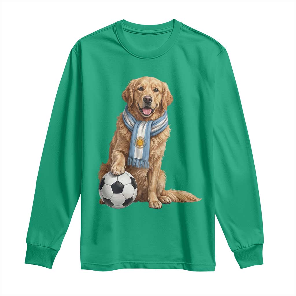 Golden Retriever Soccer Fan Long Sleeve Shirt Argentina Football Pride