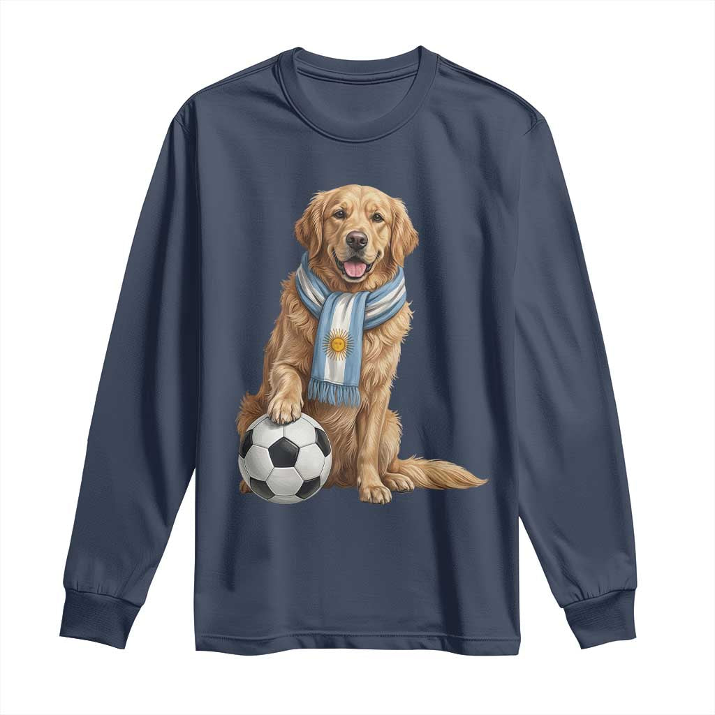 Golden Retriever Soccer Fan Long Sleeve Shirt Argentina Football Pride