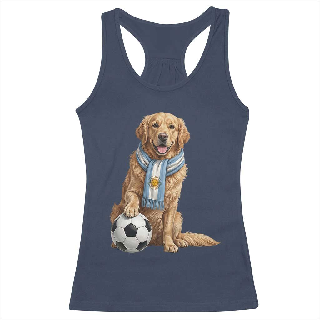 Golden Retriever Soccer Fan Racerback Tank Top Argentina Football Pride