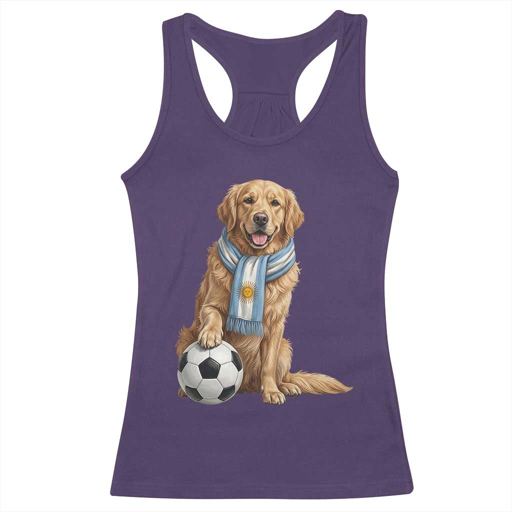 Golden Retriever Soccer Fan Racerback Tank Top Argentina Football Pride