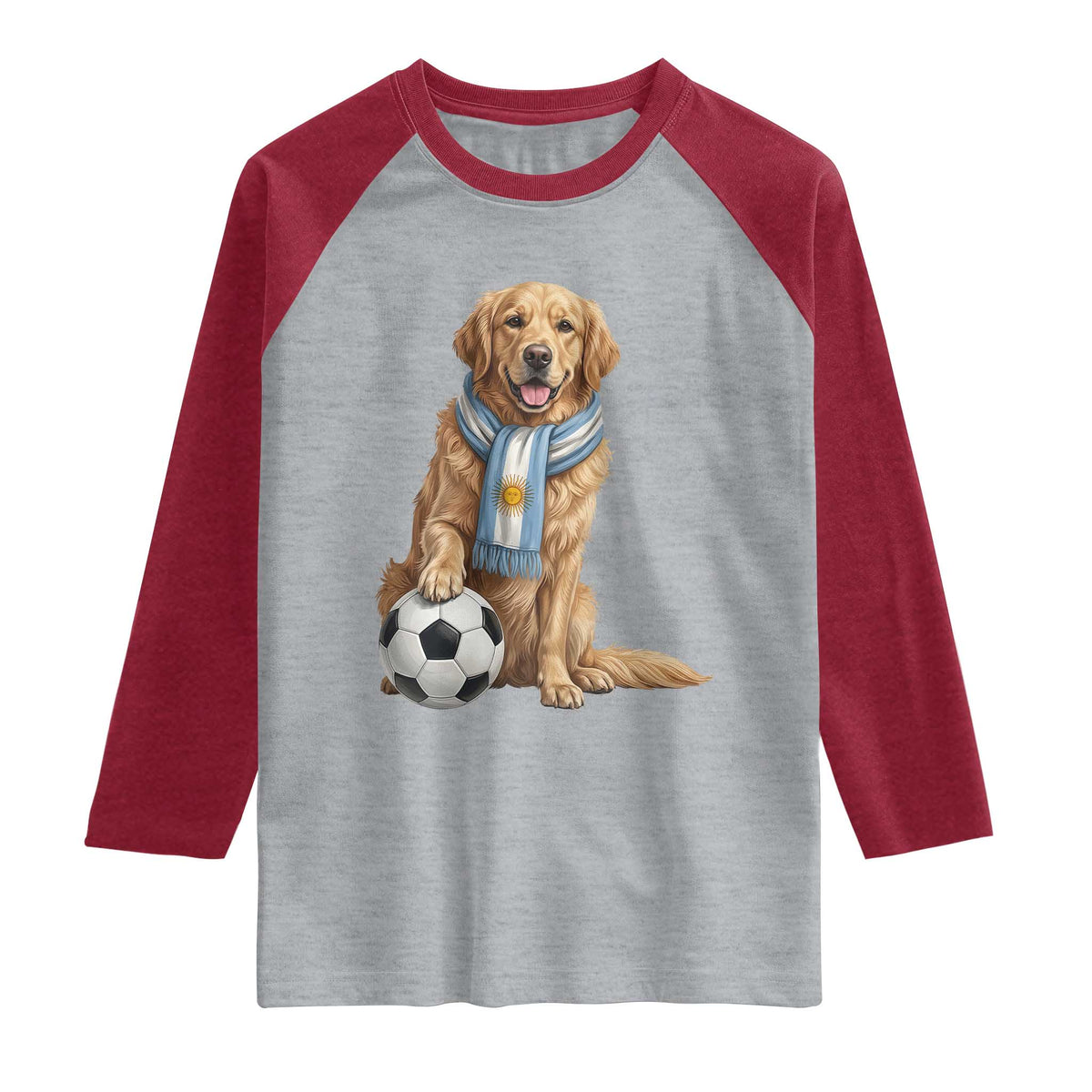 Golden Retriever Soccer Fan Raglan Shirt Argentina Football Pride