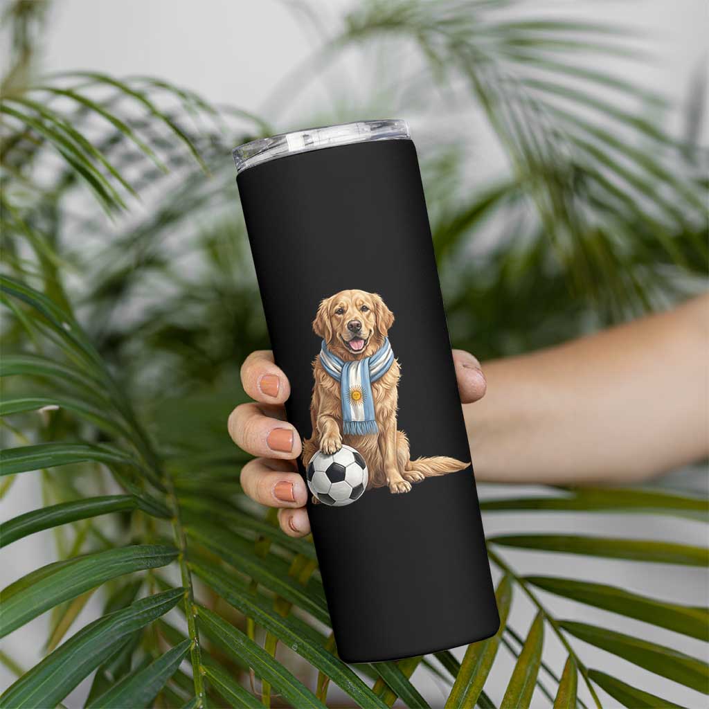 Golden Retriever Soccer Fan Skinny Tumbler Argentina Football Pride