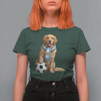Golden Retriever Soccer Fan T Shirt For Women Argentina Football Pride