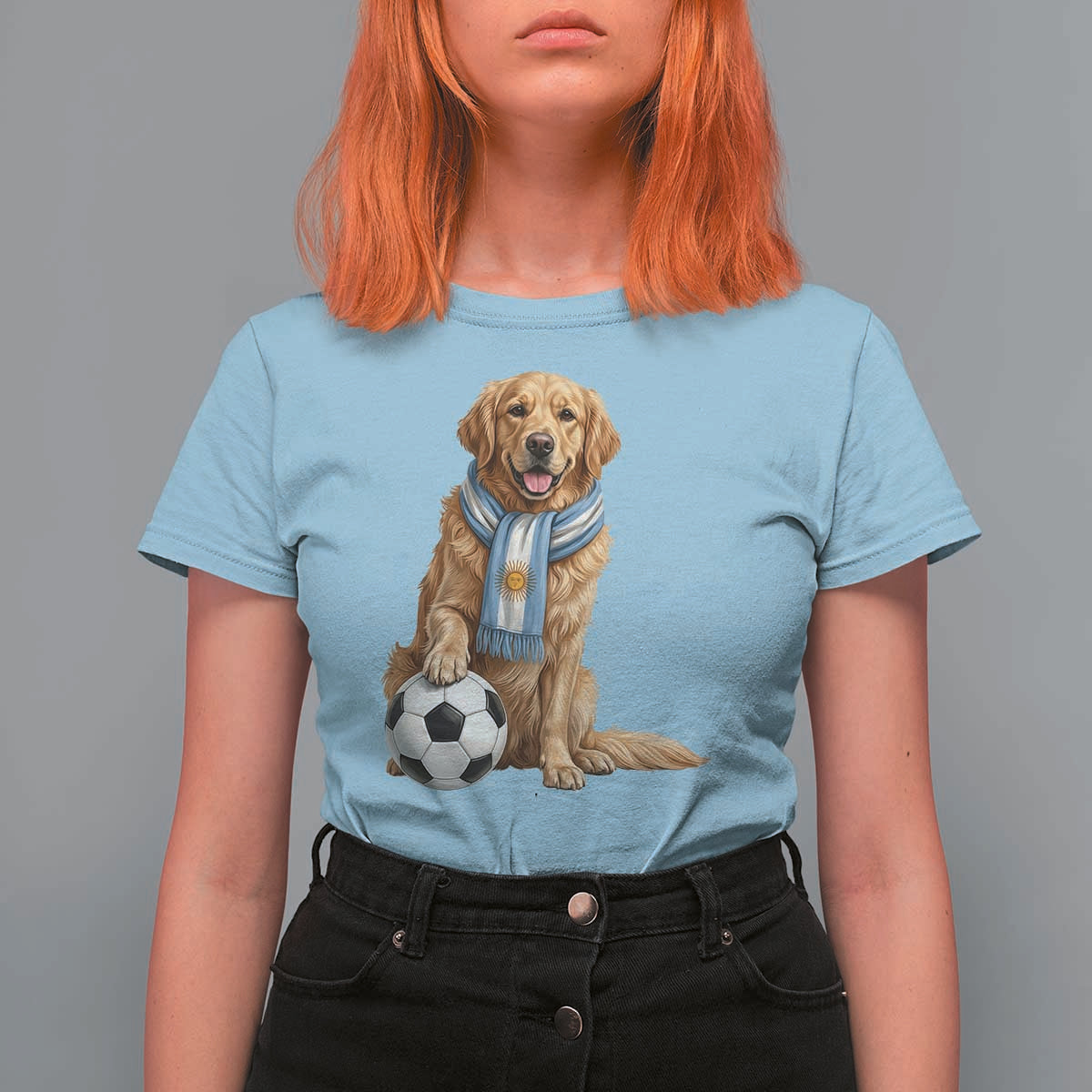 Golden Retriever Soccer Fan T Shirt For Women Argentina Football Pride