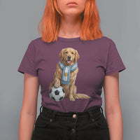 Golden Retriever Soccer Fan T Shirt For Women Argentina Football Pride