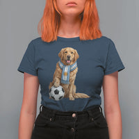 Golden Retriever Soccer Fan T Shirt For Women Argentina Football Pride