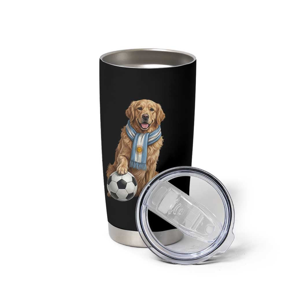 Golden Retriever Soccer Fan Tumbler Cup Argentina Football Pride