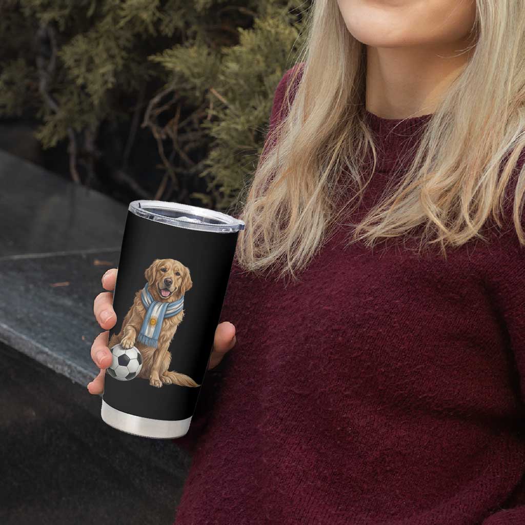 Golden Retriever Soccer Fan Tumbler Cup Argentina Football Pride