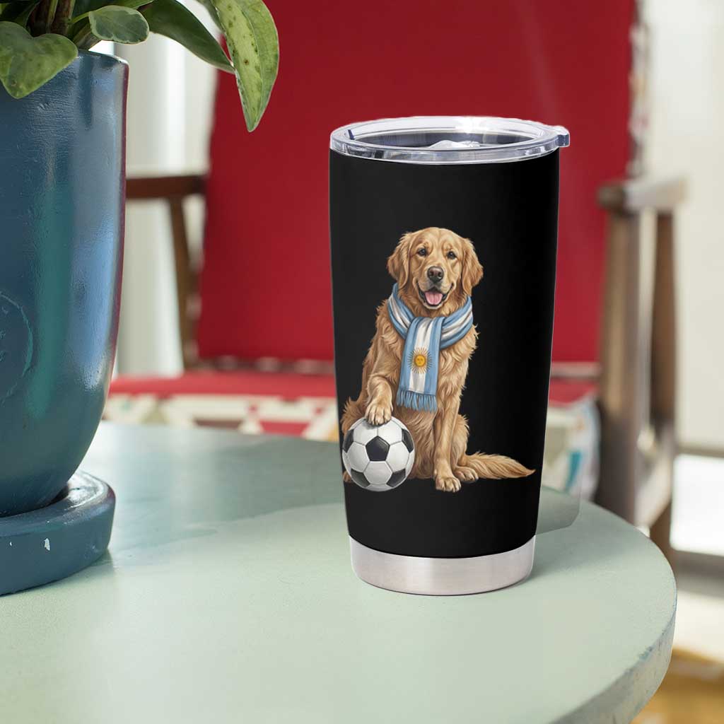Golden Retriever Soccer Fan Tumbler Cup Argentina Football Pride