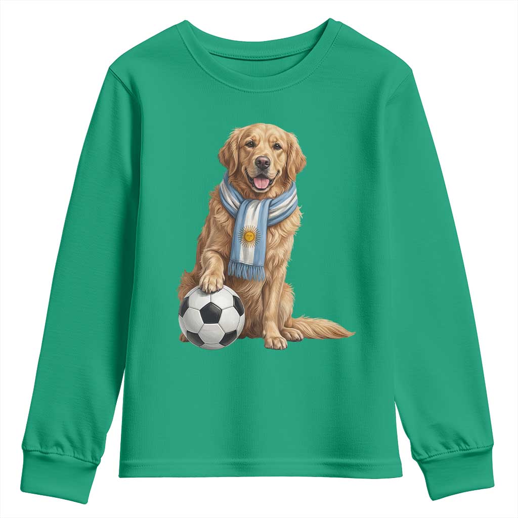 Golden Retriever Soccer Fan Youth Sweatshirt Argentina Football Pride