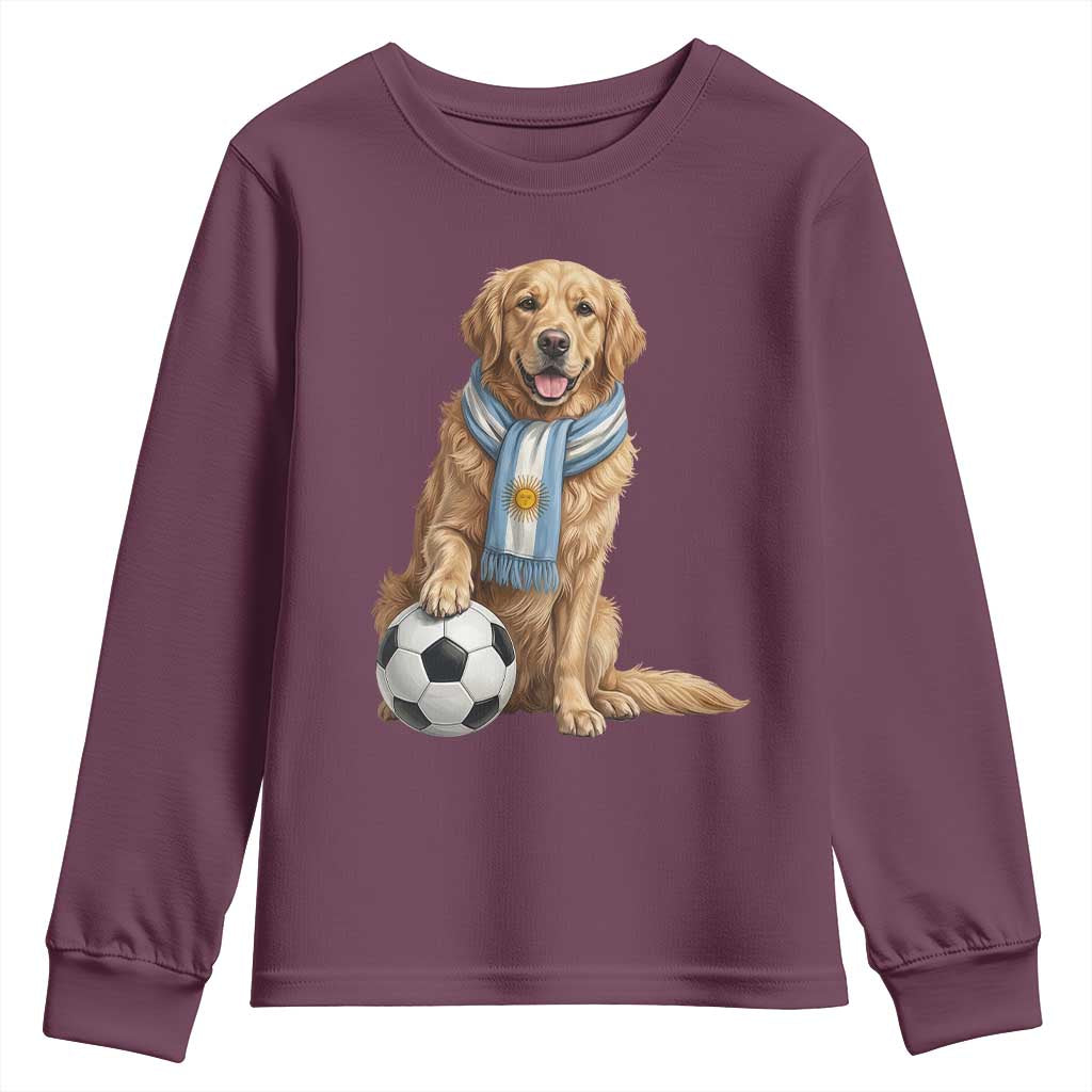 Golden Retriever Soccer Fan Youth Sweatshirt Argentina Football Pride