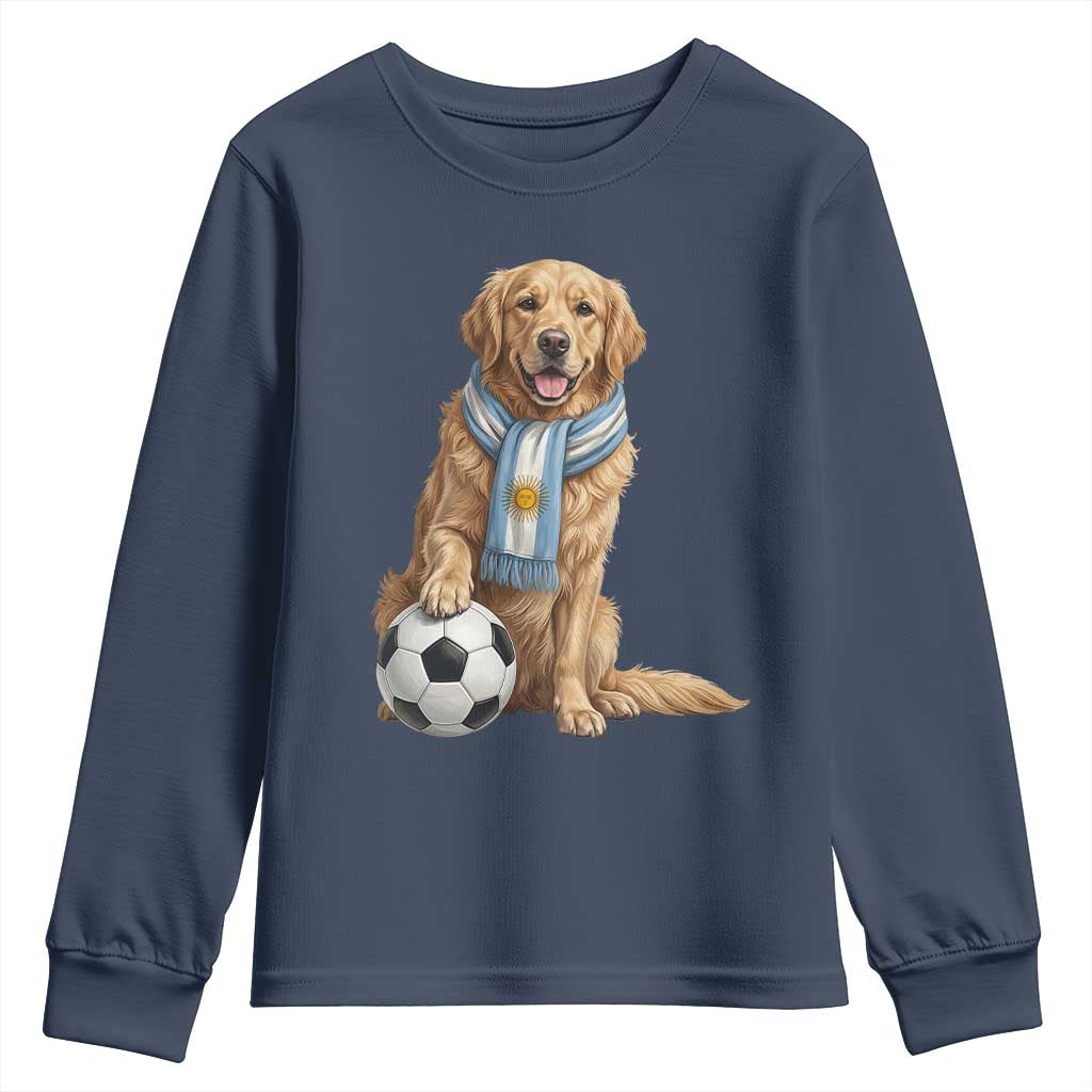 Golden Retriever Soccer Fan Youth Sweatshirt Argentina Football Pride
