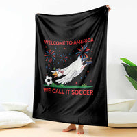 Funny USA Goose Football Throw Blanket Welcome To America We Call It Soccer