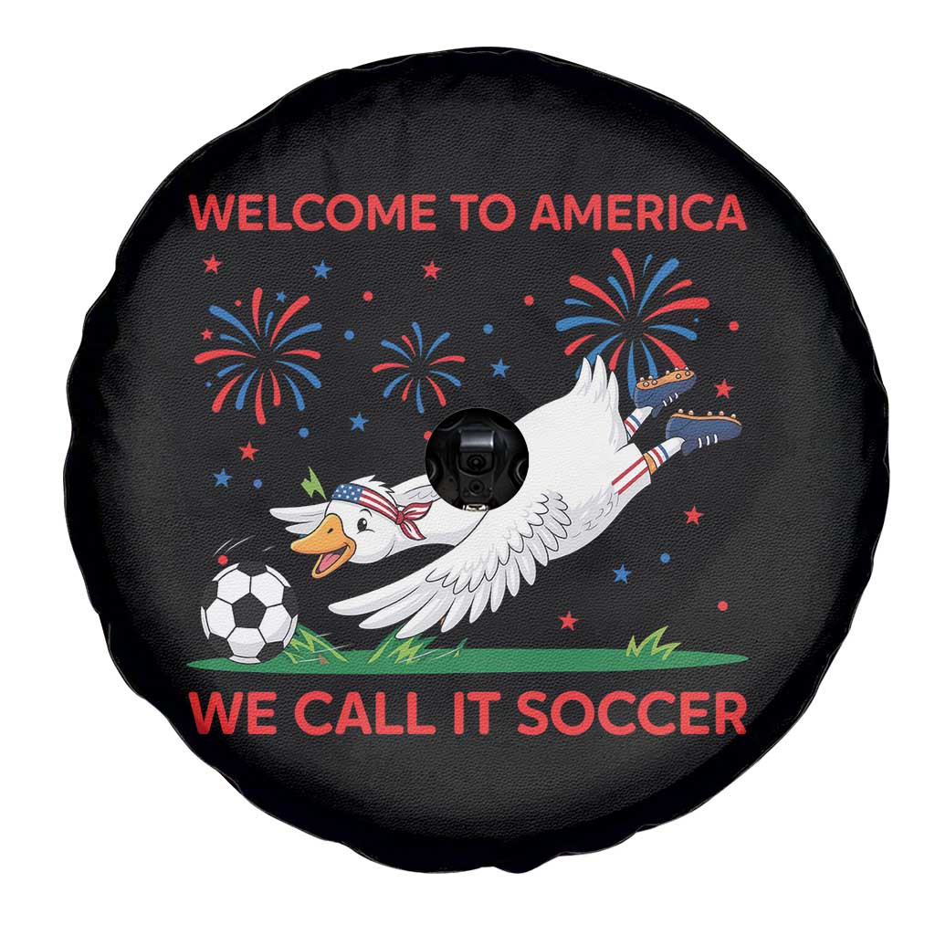 Funny USA Goose Football Spare Tire Cover Welcome To America We Call It Soccer