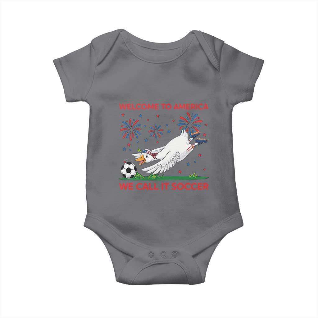 Funny USA Goose Football Baby Onesie Welcome To America We Call It Soccer