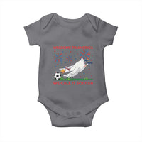 Funny USA Goose Football Baby Onesie Welcome To America We Call It Soccer