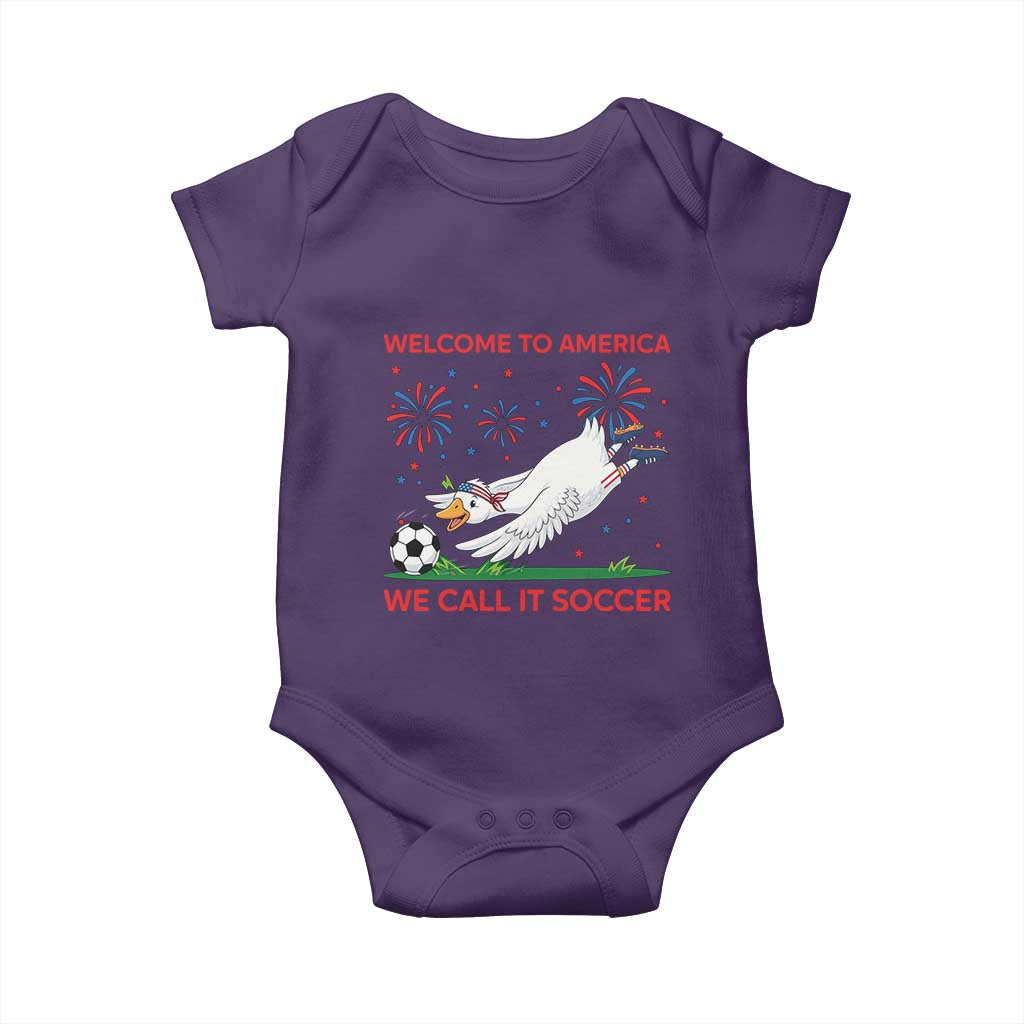 Funny USA Goose Football Baby Onesie Welcome To America We Call It Soccer