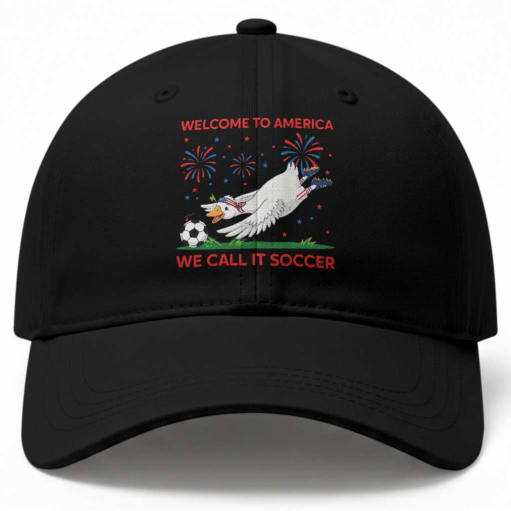 Funny USA Goose Football Baseball Cap Welcome To America We Call It Soccer