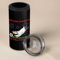 Funny USA Goose Football 4 in 1 Can Cooler Tumbler Welcome To America We Call It Soccer