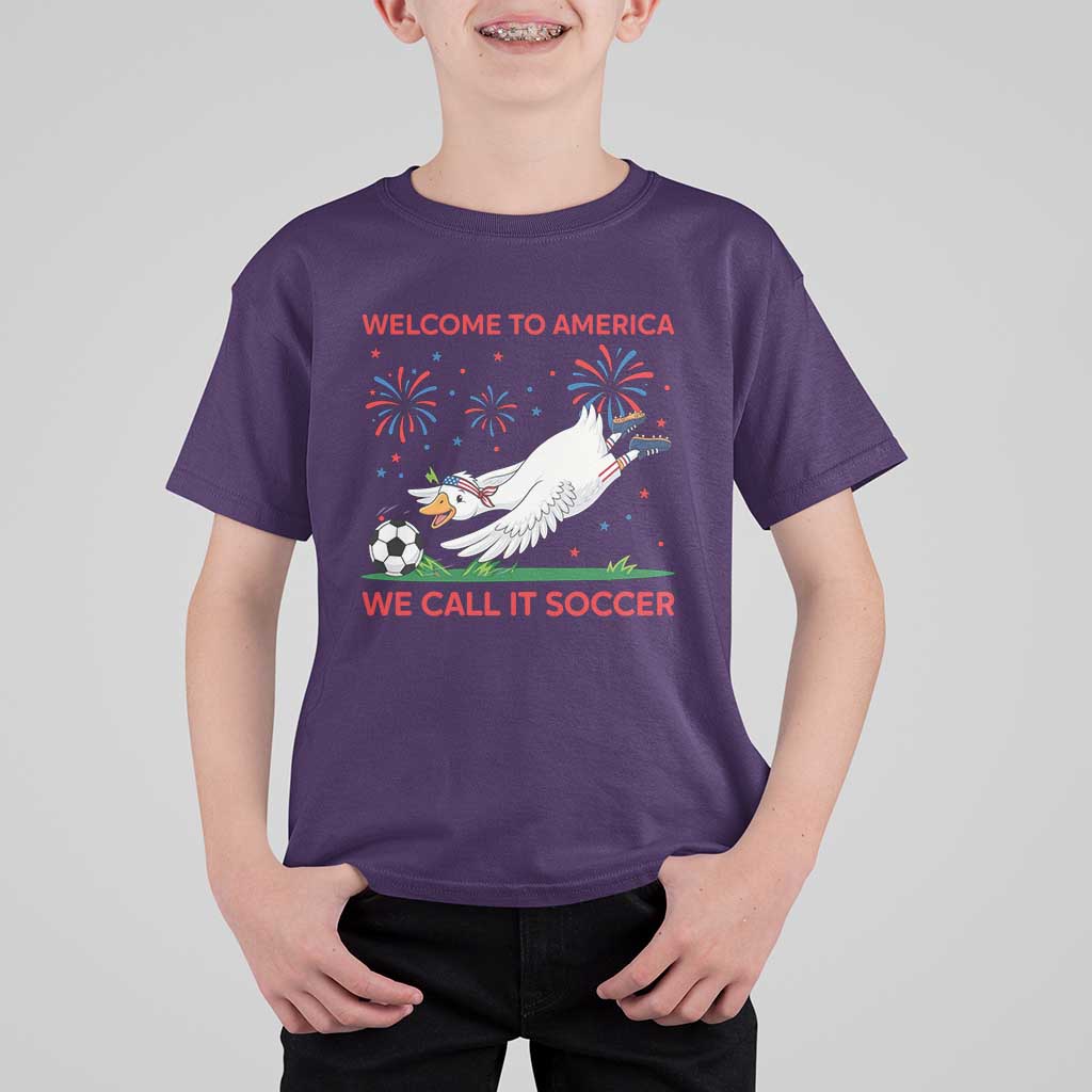 Funny USA Goose Football T Shirt For Kid Welcome To America We Call It Soccer