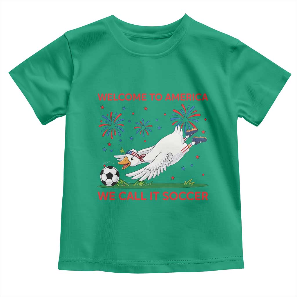 Funny USA Goose Football Toddler T Shirt Welcome To America We Call It Soccer