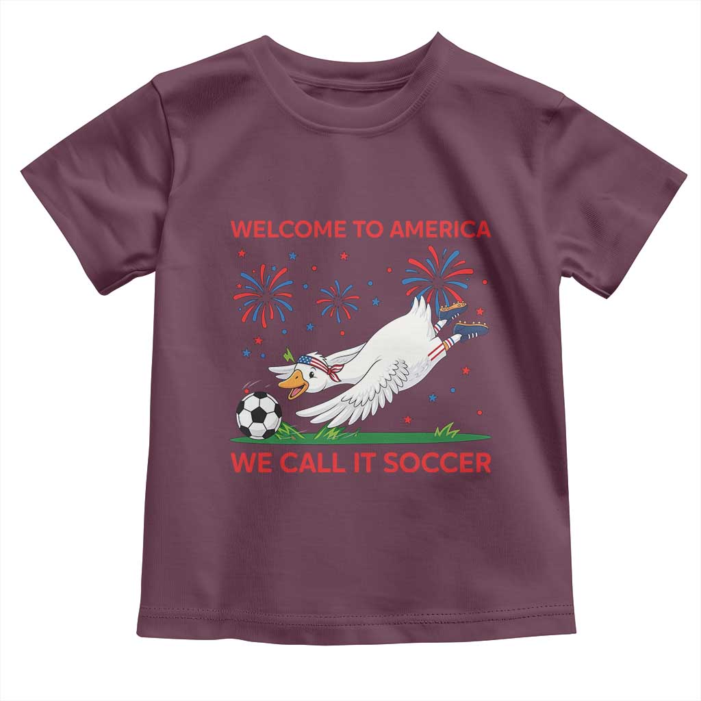 Funny USA Goose Football Toddler T Shirt Welcome To America We Call It Soccer