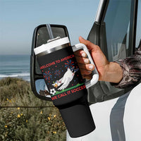 Funny USA Goose Football Tumbler With Handle Welcome To America We Call It Soccer