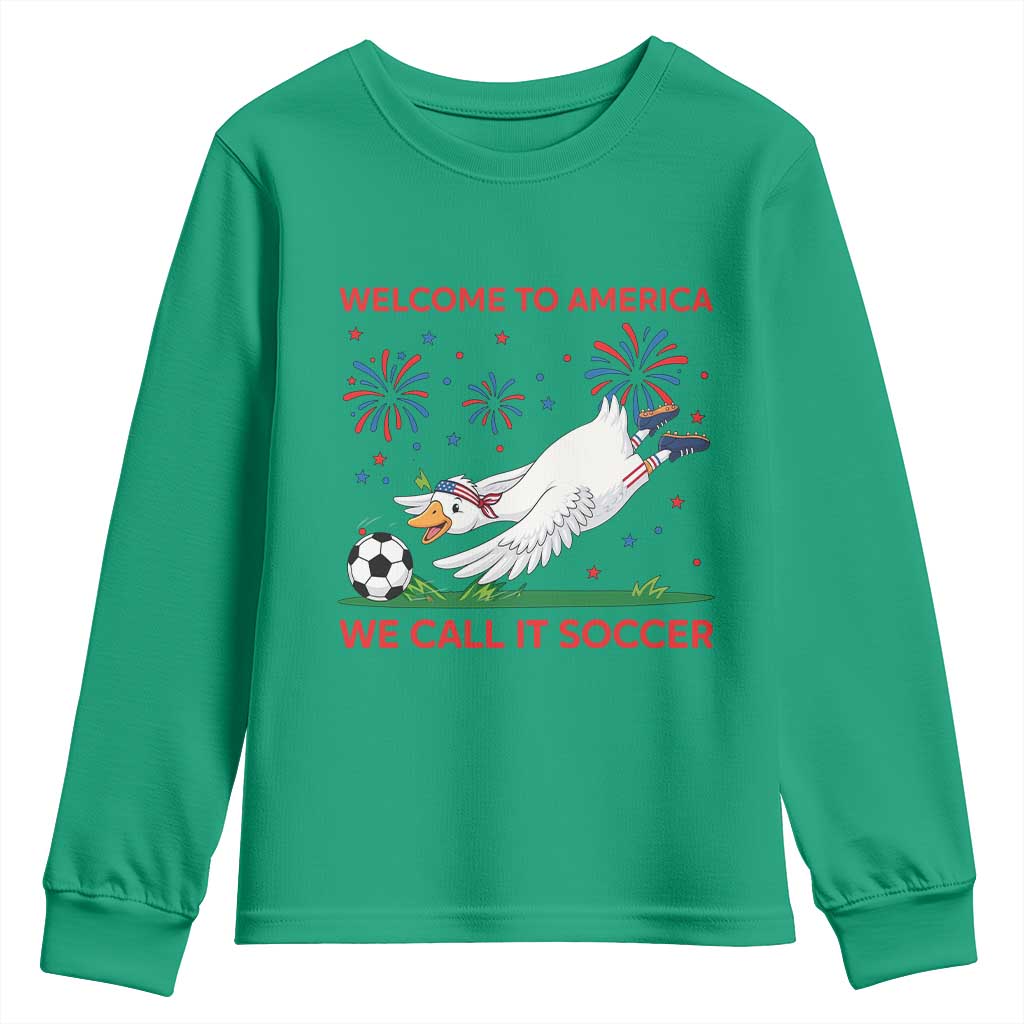 Funny USA Goose Football Youth Sweatshirt Welcome To America We Call It Soccer