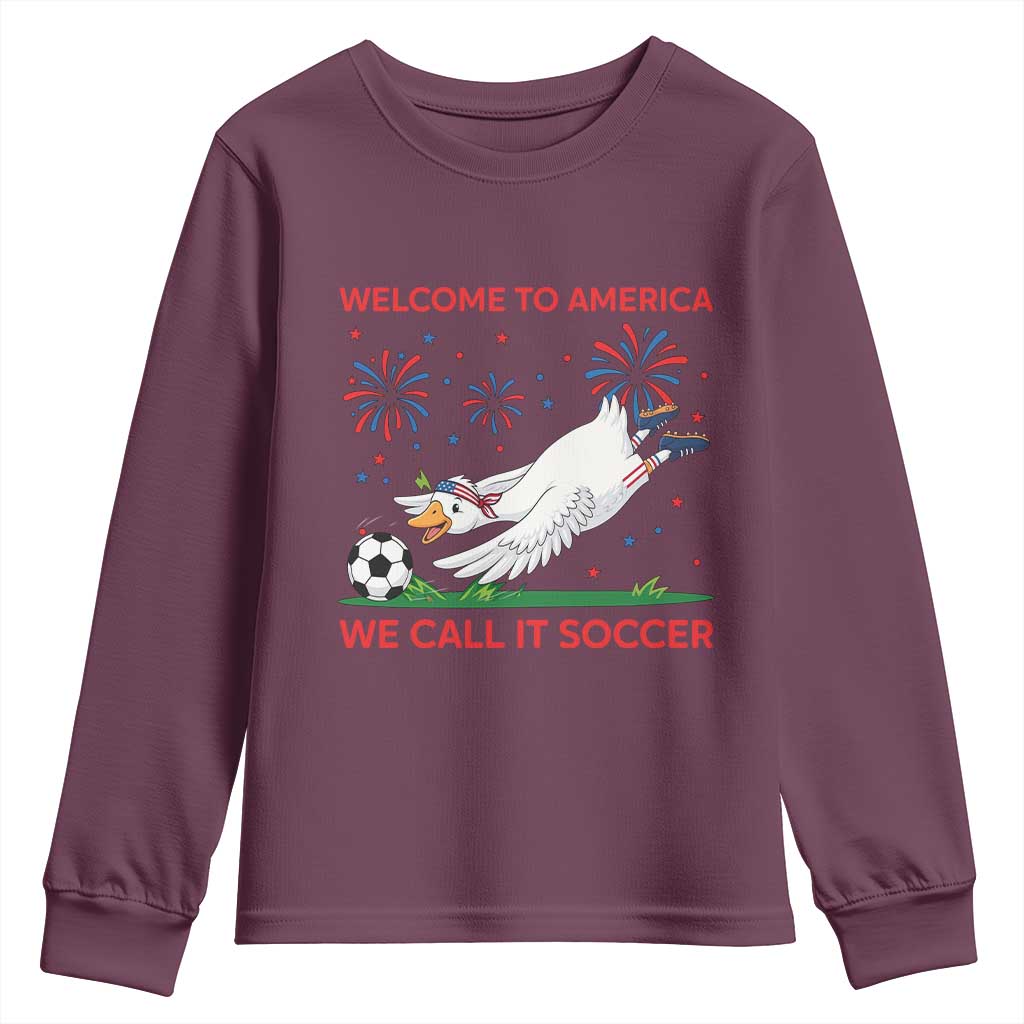 Funny USA Goose Football Youth Sweatshirt Welcome To America We Call It Soccer