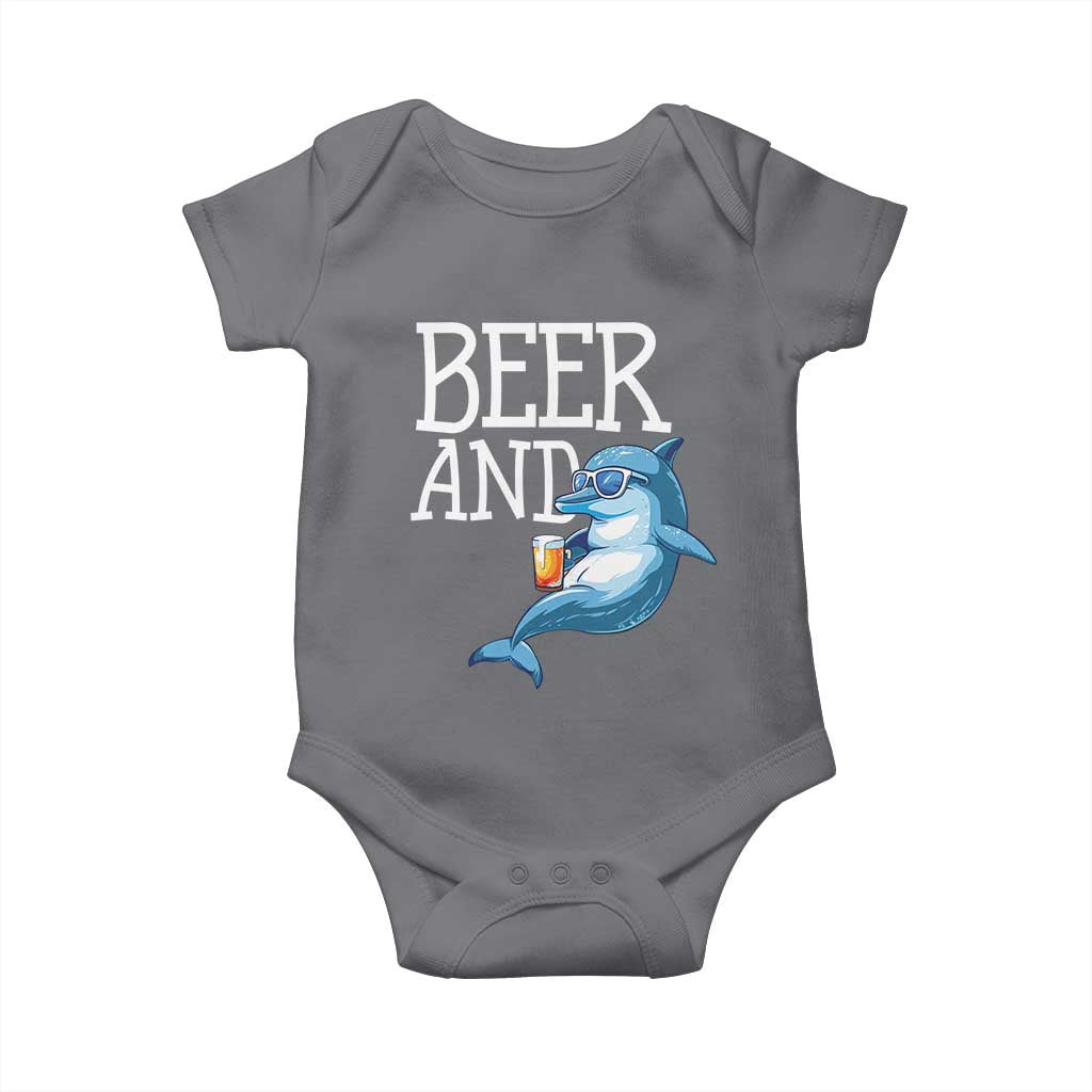 Dolphin And Beer Lover Funny Beach Life Gift Baby Onesie - Wonder Print Shop