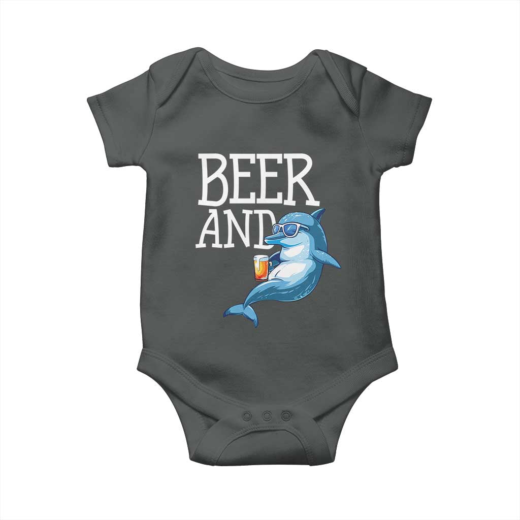 Dolphin And Beer Lover Funny Beach Life Gift Baby Onesie - Wonder Print Shop
