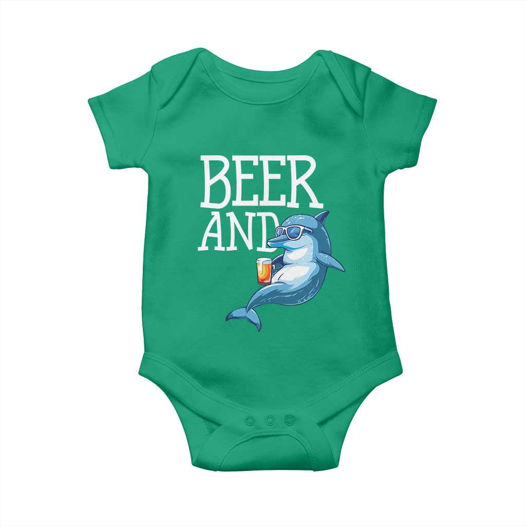 Dolphin And Beer Lover Funny Beach Life Gift Baby Onesie - Wonder Print Shop