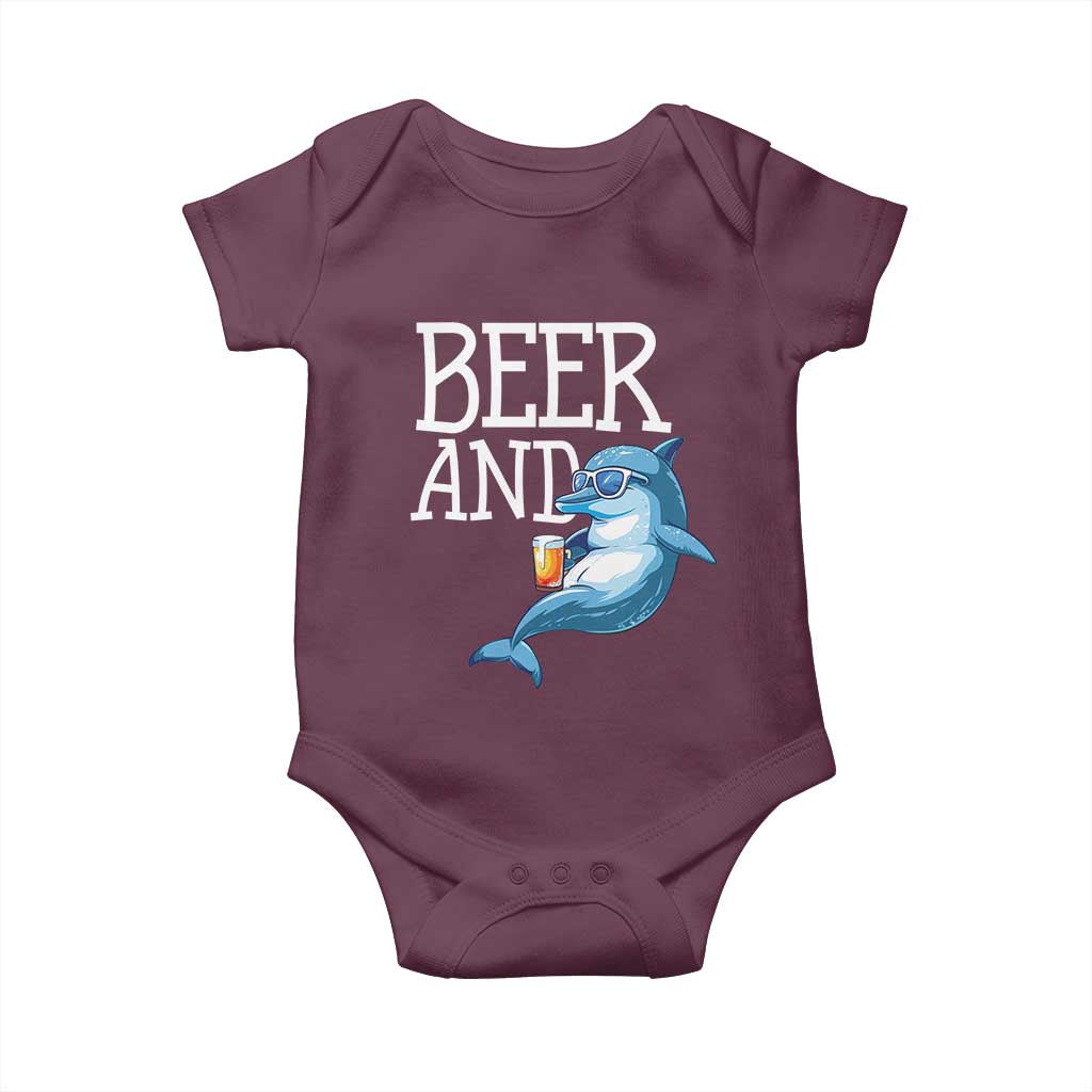 Dolphin And Beer Lover Funny Beach Life Gift Baby Onesie - Wonder Print Shop