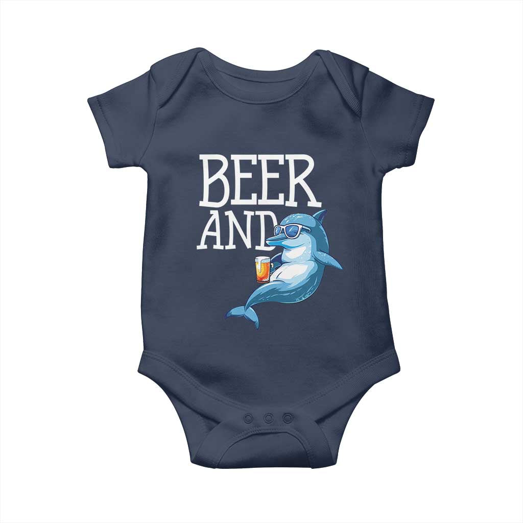 Dolphin And Beer Lover Funny Beach Life Gift Baby Onesie - Wonder Print Shop