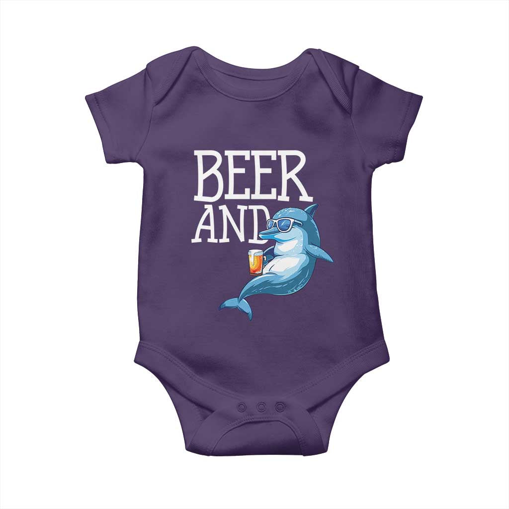 Dolphin And Beer Lover Funny Beach Life Gift Baby Onesie - Wonder Print Shop