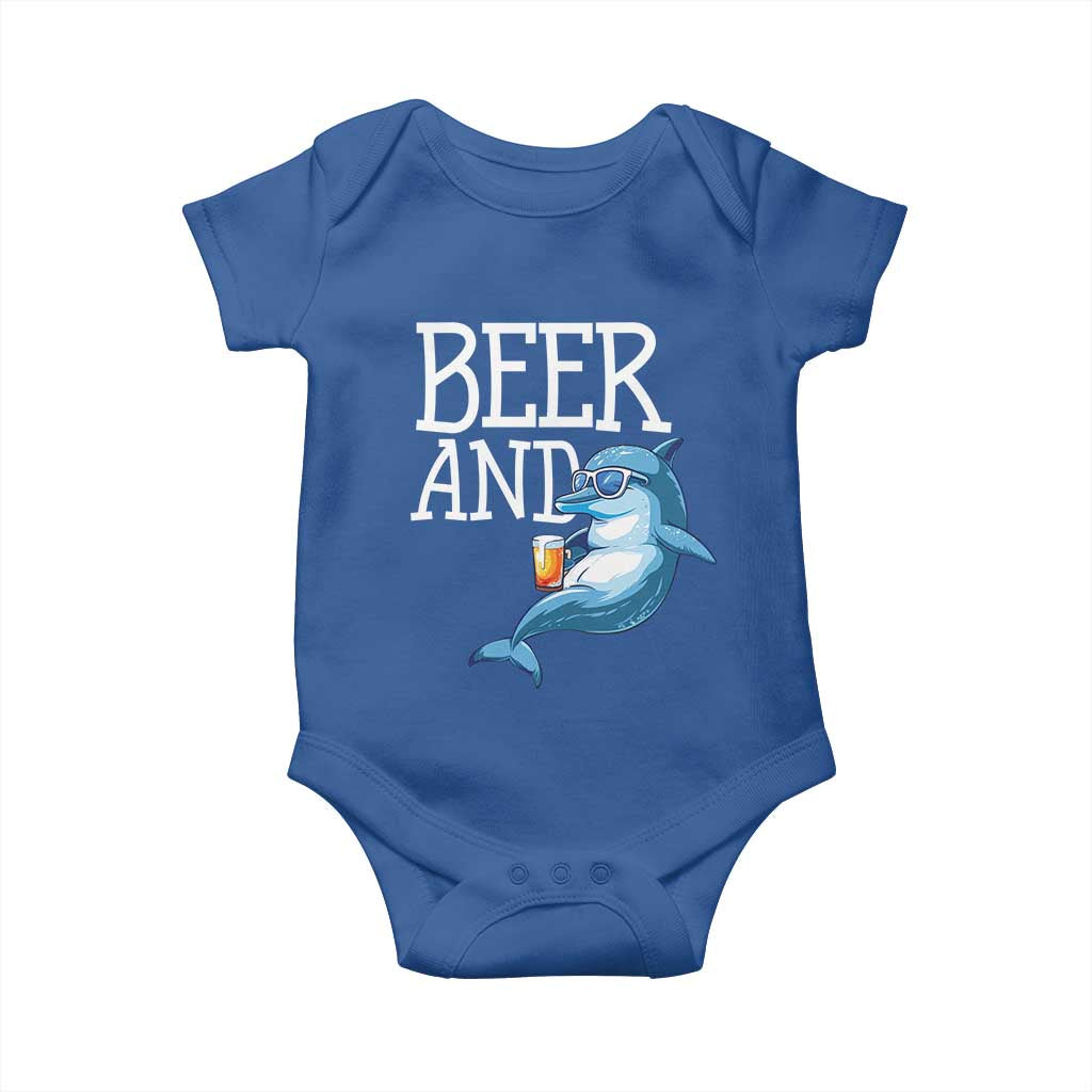 Dolphin And Beer Lover Funny Beach Life Gift Baby Onesie - Wonder Print Shop